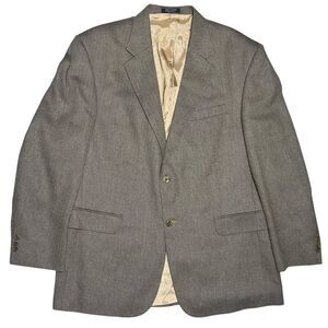 Barrington Luxury Silk & Wool Blazer Men’s 46R Herringbone Beige Gray Two-Button
